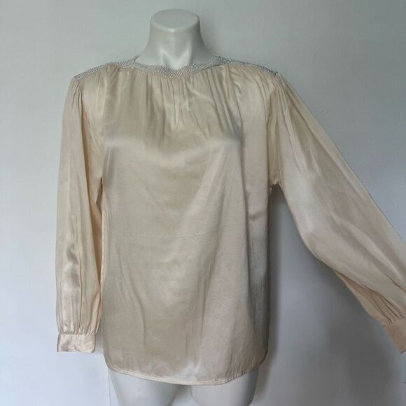 Lord & Taylor Tops - Lord & Taylor Vintage Silk Pearl Embellished button back long sleeve top bridal